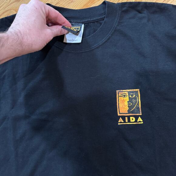 Vintage 1999 Elton John Tim Rice Aida Musical Broadway T-Shirt Black Large - Picture 3 of 3